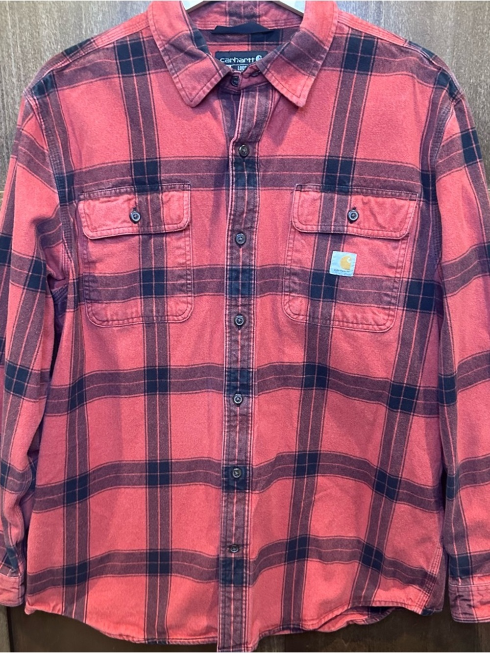 Carhartt Red and Black Plaid Button-Down Work Shirt